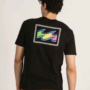 Billabong Black Tee with Vibrant Wave Design